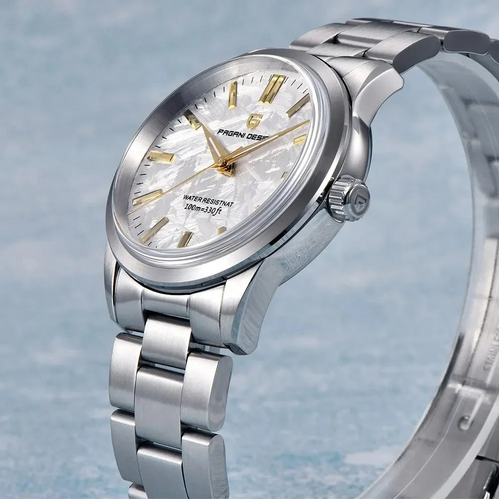 Relógio masculino PAGANI DESIGN 40MM com mostrador de meteorito, quartzo, luxo business, safira, aço inoxidável 316L, resistente à água 100M