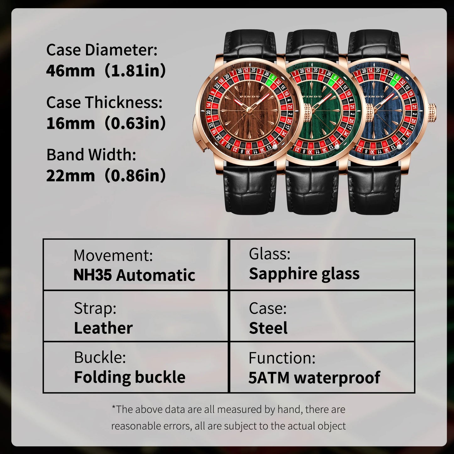 2025 NEUES PINDU Design Mechanische Herrenuhr mit drehbarem Zifferblatt, Japan NH35 Uhrwerk, Saphirglas, wasserdicht, hochwertige luxuriöse Automatikuhr