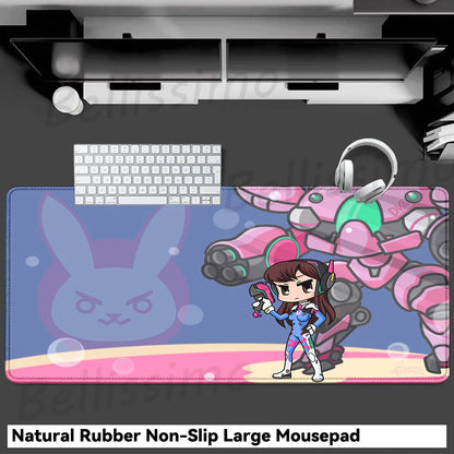 Acessórios Gaming O-Overwatch D-D.va Tapete de Rato Grande para Teclado e Rato, Deskmat XXL Estendido para PC, Tapete Gamer