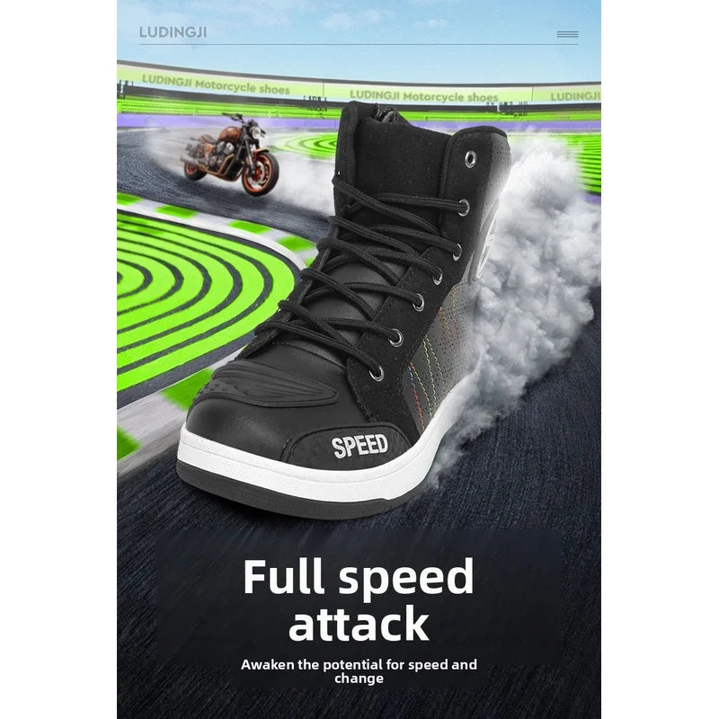 New Men's and Women's Four-Season Universal Safety Protection Motorcycle Riding Boots, Anti-Slip and Anti-Fall Motorcycle Shoes