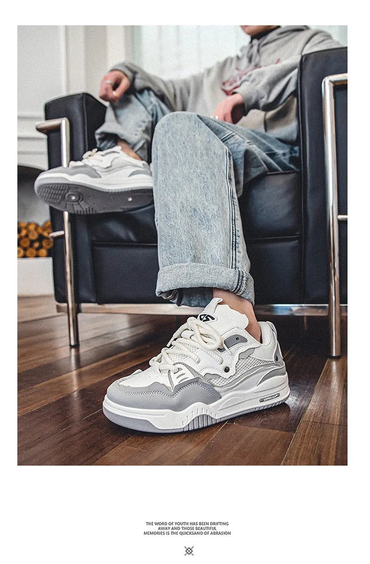 Zapatillas casual de malla para hombre, cómodas zapatillas de running masculinas con cordones, zapatos de skate con plataforma para hombre, zapatillas deportivas para estudiantes