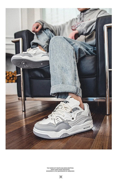 Zapatillas casual de malla para hombre, cómodas zapatillas de running masculinas con cordones, zapatos de skate con plataforma para hombre, zapatillas deportivas para estudiantes