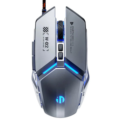 Inphic W2 2. Generation USB-kabelgebundene Gaming-Maus mit Silent Click, Metall-Style, 6-Tasten-Makroprogrammierung, 8800DPI