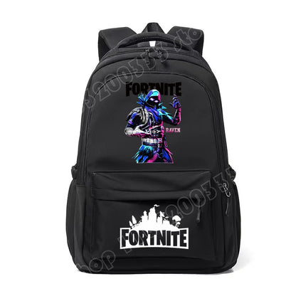 Mochila Fortnite para Crianças, Portátil e de Grande Capacidade, Mala Escolar de Estudante com Estampado Cartoon e Alças de Ombro, Material Escolar para Rapazes, Presente