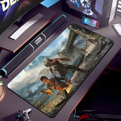 Game God Of War Big Mousepad Large Keyboard Desk Mat Pc Computer Gaming Gamer Mouse Pad LockEdge Rubber Non-slip Mats 90x40cm