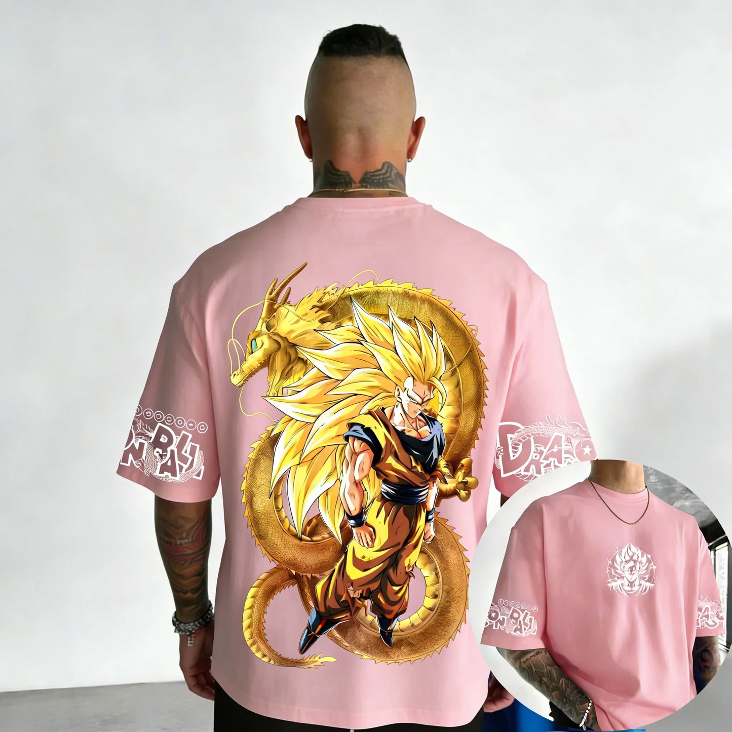 Dragon Ball Anime Super Saiyan 3 Co Branded Cotton T-shirt Men and Women's New Summer Street Loose Casual Large Short Sleeve Top