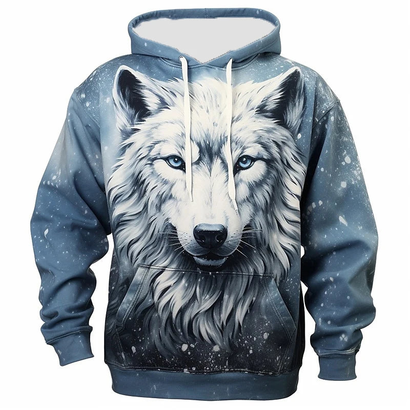 Felpe con cappuccio 3D Print Animal Wolf da uomo e donna, moda autunnale streetwear oversize, pullover Y2K unisex