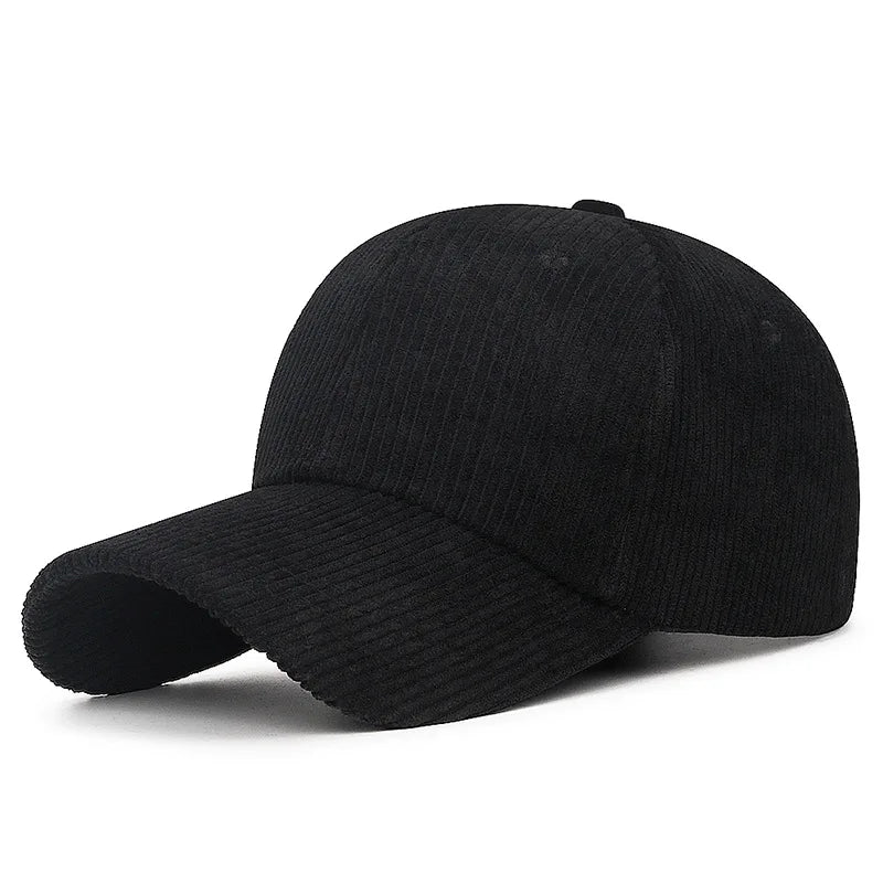 Corduroy Baseball Cap - Adjustable Snapback, Breathable Versatile Striped Casual Hat