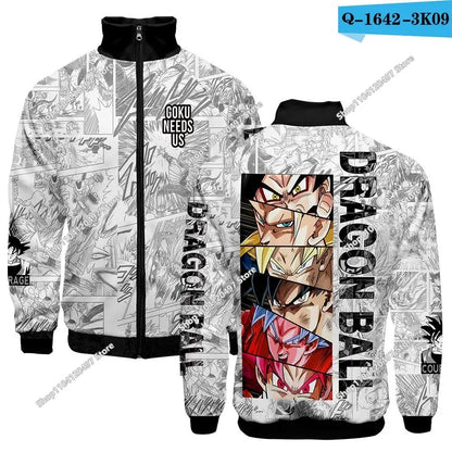 Anime Goku Dragon Ball Jacket Men Women Harajuku Hip Hop Japanese Zip Up Hoodies Goku Clothes Stand Collar Sweatshirt, Produit gaming premium Fraquane