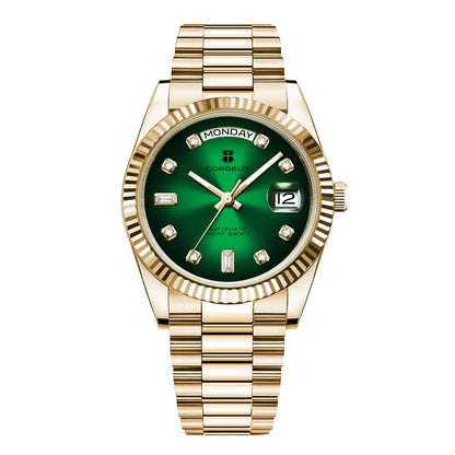 Luxuriöse Corgeut 36MM Herrenuhr ST1644 Automatische mechanische Armbanduhr mit Saphirglas Relogio Masculino 10BAR Day Swim Dress Watch