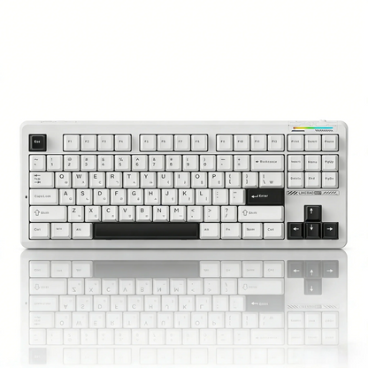 Teclado sem fios AULA×LINGBAO K87 com letras coreanas, montagem gasket, teclas PBT, software de macros e switches LEOBOG