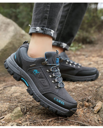 Classic Black Men's Hiking Shoes Outdoor Low Climbing Walking Shoes For Men Trekking Sneakers Non-Slip Mountaineering Shoes Man