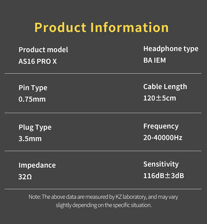 Auriculares intrauditivos KZ AS16 PRO X HiFi In-Ear Monitor – auriculares con cable con micrófono y 8 drivers de armadura balanceada