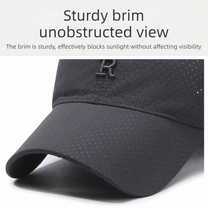 Breathable Perforated Quick-Drying Hat Sun Protection Adjustable Summer Sun Hat Letter R Embroidery Fishing Cycling Hat