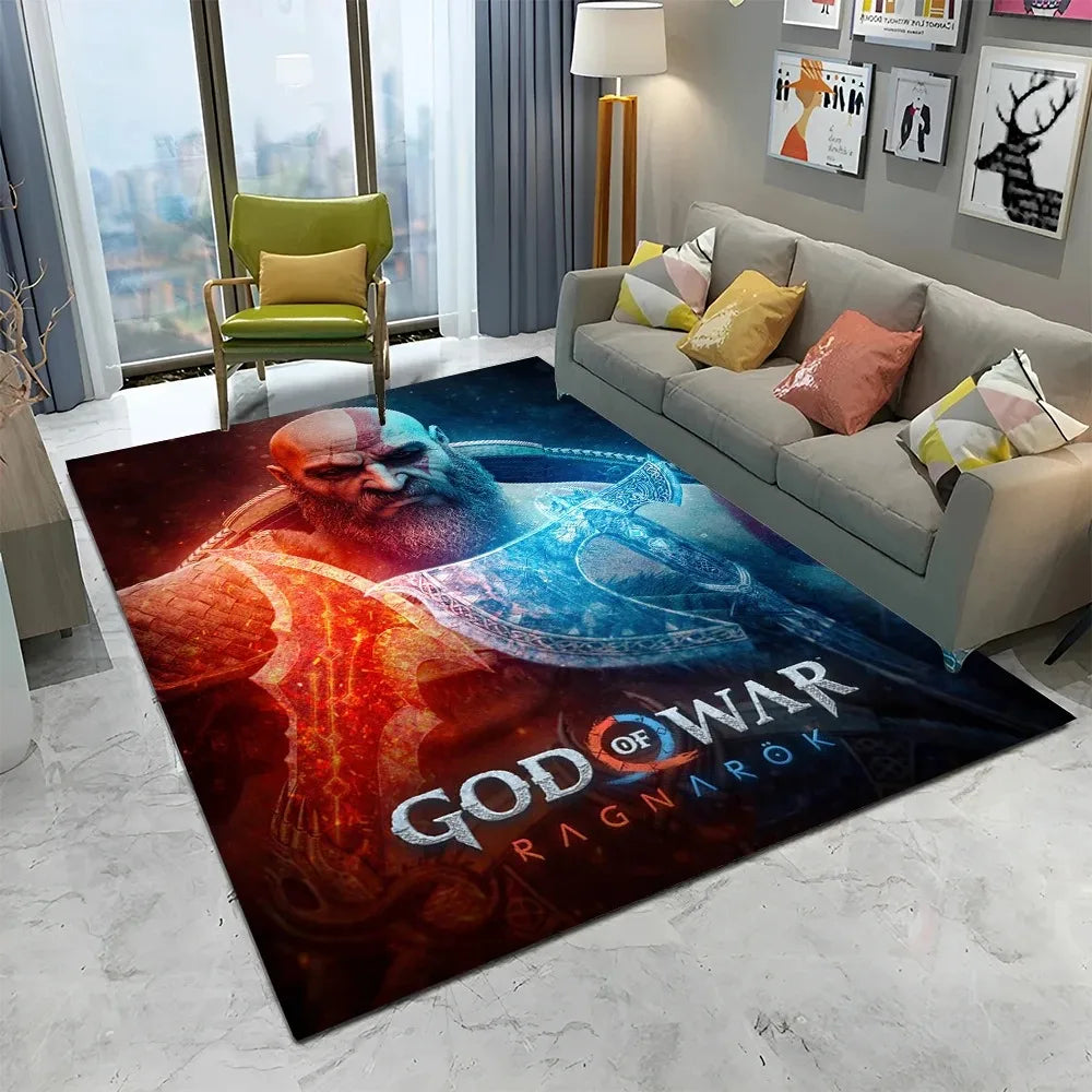 3D God of War Games Carpet Home Living Room Bedroom Sofa Doormat Decor Kids Play Area Rug Non-slip Mechanical Washable Floor Mat