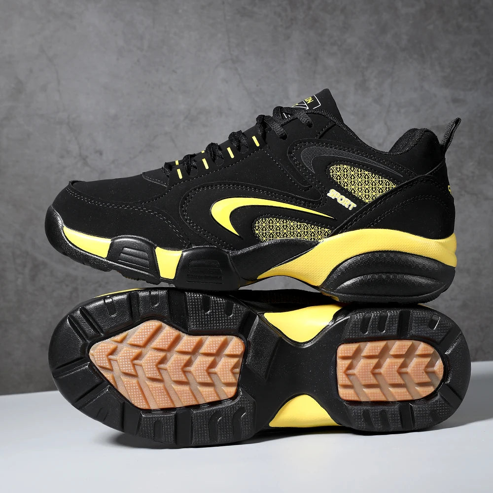 Sneakers da uomo taglie forti con color block di tendenza, comode, antiscivolo, con lacci, scarpe casual resistenti per attività outdoor maschili