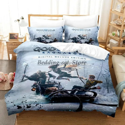 2023 Game God of War Bedding Set Single Twin Full Queen King Size Bed Set Aldult Kid Bedroom Duvetcover Sets Anime Bed Sheet Set