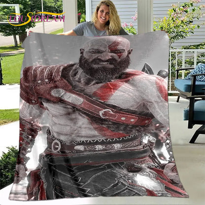 Game God of War Gamers Soft Plush Blanket,Flannel Blanket Throw Blanket for Living Room Bedroom Bed Sofa Picnic Cover Bettdecke