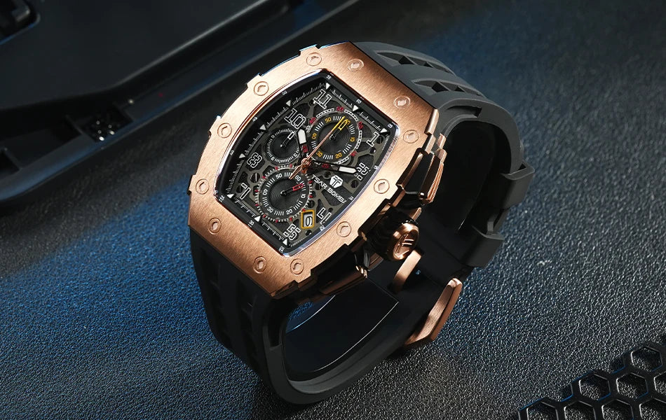 Reloj TSAR BOMBA New TB8204 para hombre, cronógrafo de cuarzo japonés, resistente al agua 50M, reloj de pulsera deportivo de moda, reloj masculino de lujo, regalo para hombre