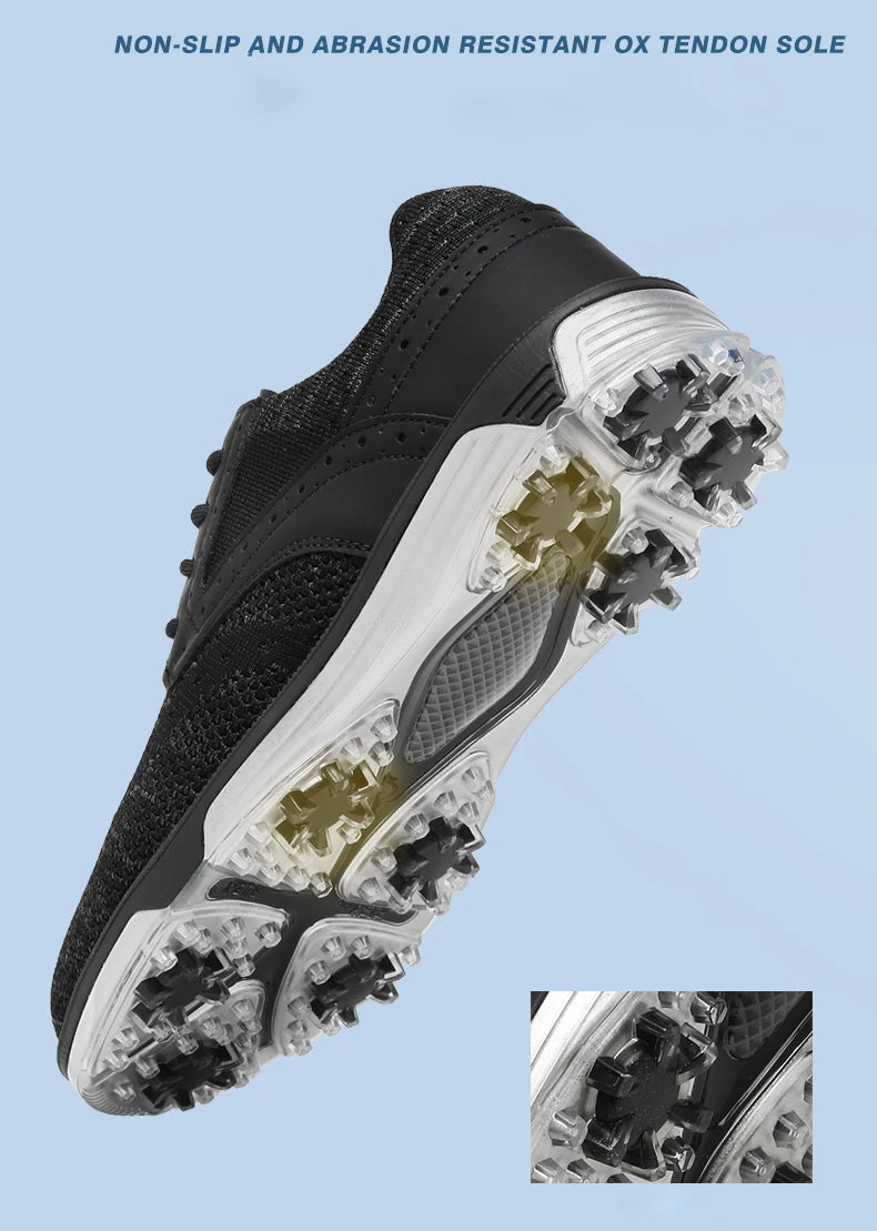 LiXingMing Golf Shoes Men Gray Large Size Up to 48# Breathable Cleats Golf Sport Shoes Teenager Training Golf Coach Sneakers