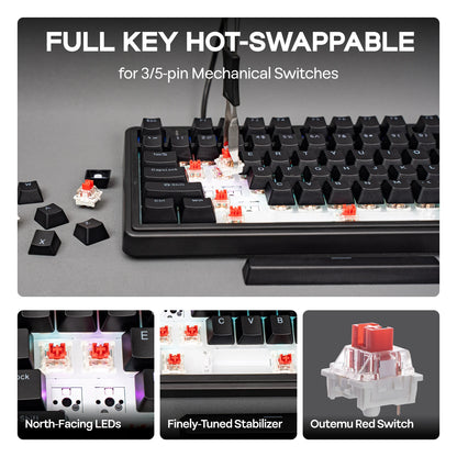 EPOMAKER x AULA F75 kabelgebundene mechanische Hot-Swap-Tastatur 75% ANSI US-Layout mit Gasket-Mount und Drehregler für Mac/WIN/Android