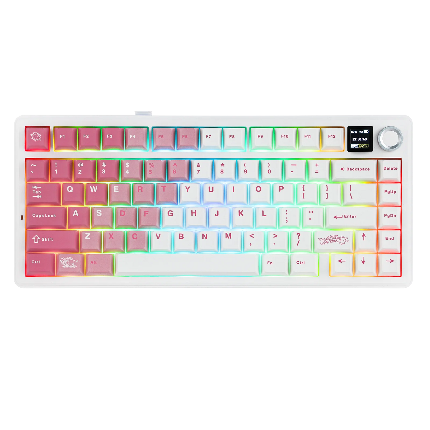 EPOMAKER X AULA F75 MAX kompakte mechanische Tastatur im 75-%-ANSI-Layout, kabelgebunden/Bluetooth/2.4GHz kabellos, mit TFT-Bildschirm und Drehregler