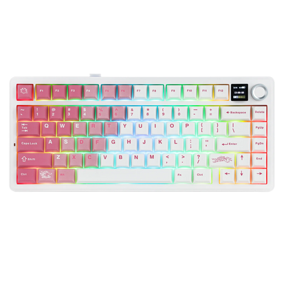 EPOMAKER X AULA F75 MAX kompakte mechanische Tastatur im 75-%-ANSI-Layout, kabelgebunden/Bluetooth/2.4GHz kabellos, mit TFT-Bildschirm und Drehregler