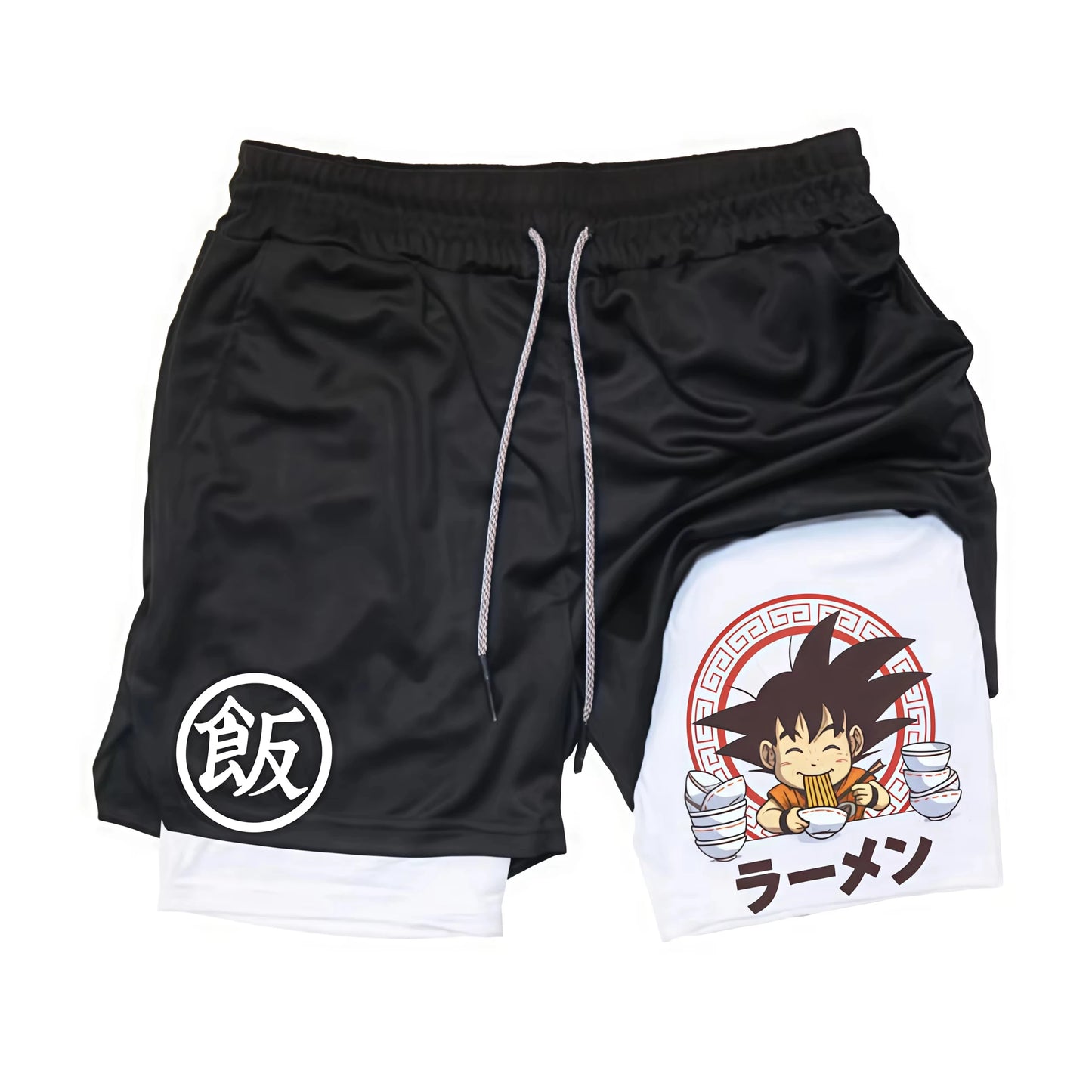 2026 Summer Dragon Ball Z Majin Buu 2-in-1 Double Layer Gym Shorts, Oversized Men's Fitness Retro Streetwear Unisex Athletic Y2k