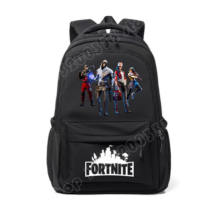 Mochila Fortnite para Crianças, Portátil e de Grande Capacidade, Mala Escolar de Estudante com Estampado Cartoon e Alças de Ombro, Material Escolar para Rapazes, Presente