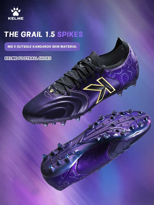 Botas de fútbol Kelme de piel de canguro MG para partido profesional, calzado deportivo de fútbol para exterior antideslizante