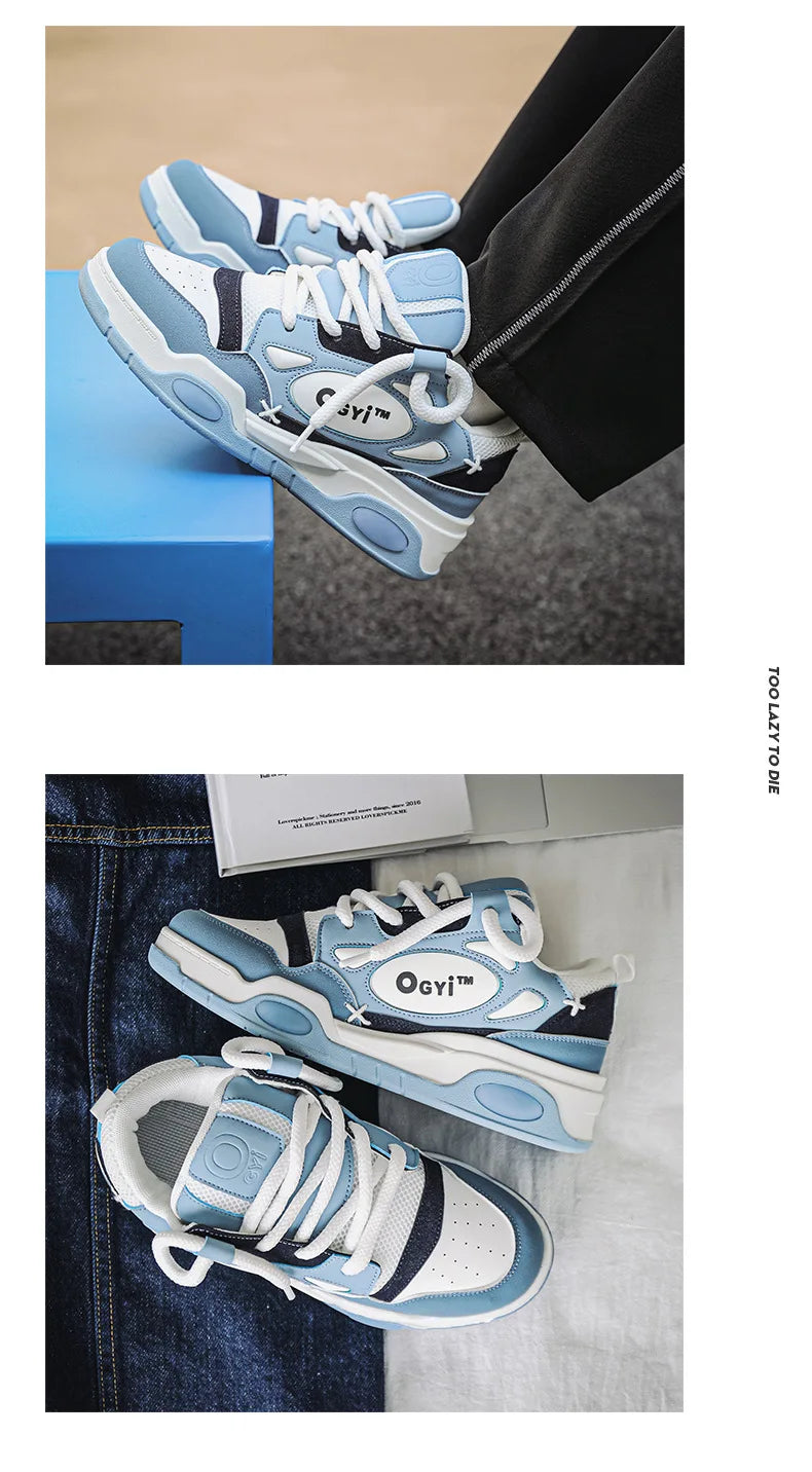 Baskets basses à lacets confortables pour hommes, chaussures à plateforme rehaussées, chaussures de skateboard décontractées, baskets d'extérieur, nouveau, 2023