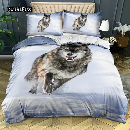 3D Wolf Bedding Set Black White Dreamcatcher Tribal Nationality Style Duvet Cover For Teens Adults Women Men Bedroom Decoration