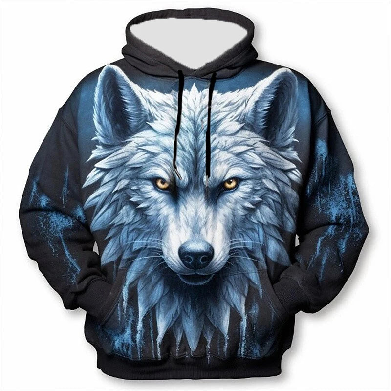 Felpe con cappuccio 3D Print Animal Wolf da uomo e donna, moda autunnale streetwear oversize, pullover Y2K unisex