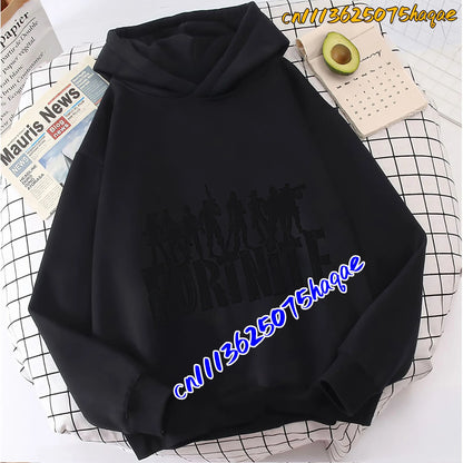 Hoodies infantis Fortnite com estampado do jogo, fato confortável de desenho animado, tops largos de manga comprida, roupa de outono/inverno