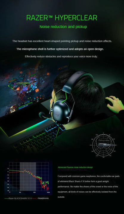 Razer BlackShark V2 X Gaming Headset – 7.1 Surround Sound Wired Gaming Headphones with Microphone for PC, PS4, PS5, Xbox & Switch