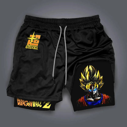 Dragon Ball Anime Goku Double-layered Shorts for Men Summer 2026 Sporty Loose Fit Breathable American Style Printed Outerwear