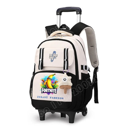 Fortnite Schüler-Rollrucksack mit großem Fassungsvermögen, wasserdichtem, leichtem Design, minimalistischer Laptop-Schultasche und lässiger Reisetasche