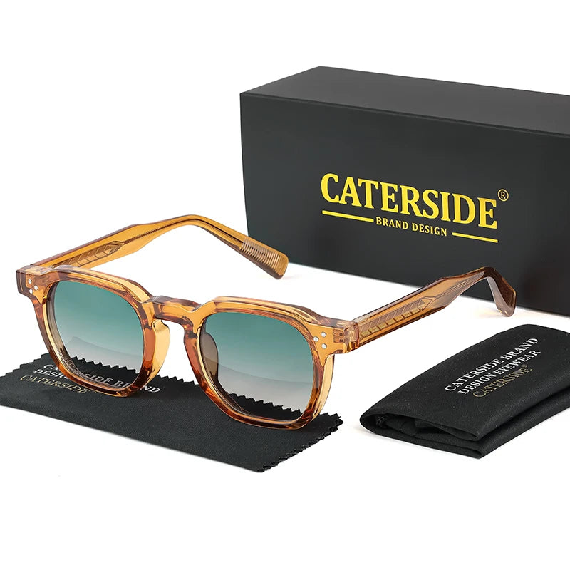 CATERSIDE New Retro Punk Men Sunglasses Square Personalized Design Glasses Women's Fashion Party Glasses Festival Gift 2 Pieces