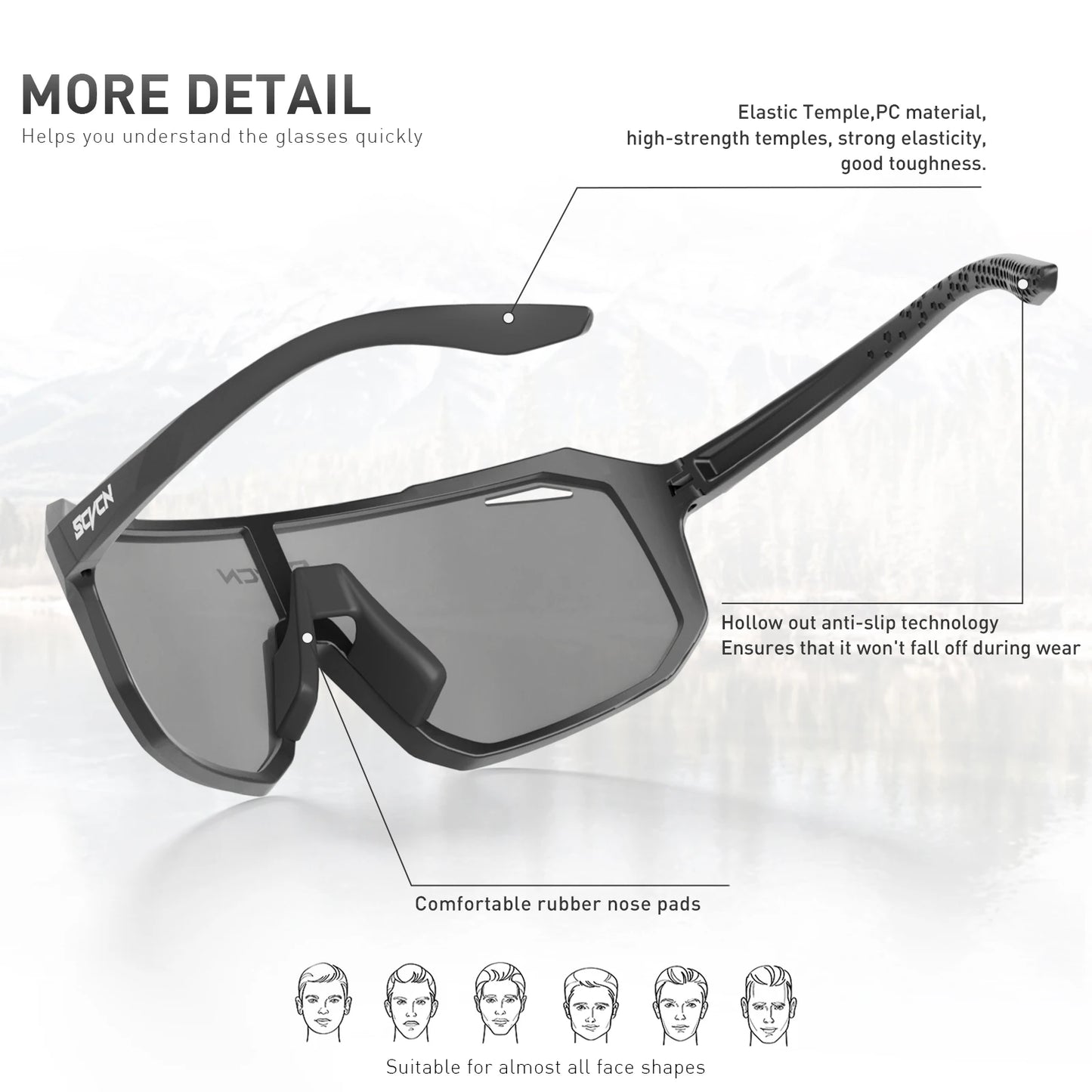 SCVCN New Outdoor Cycling Glasses Bike Sunglasses Men UV400 Eyewear Sports MTB Goggles Bicycle Women Riding Hiking Sunglasses