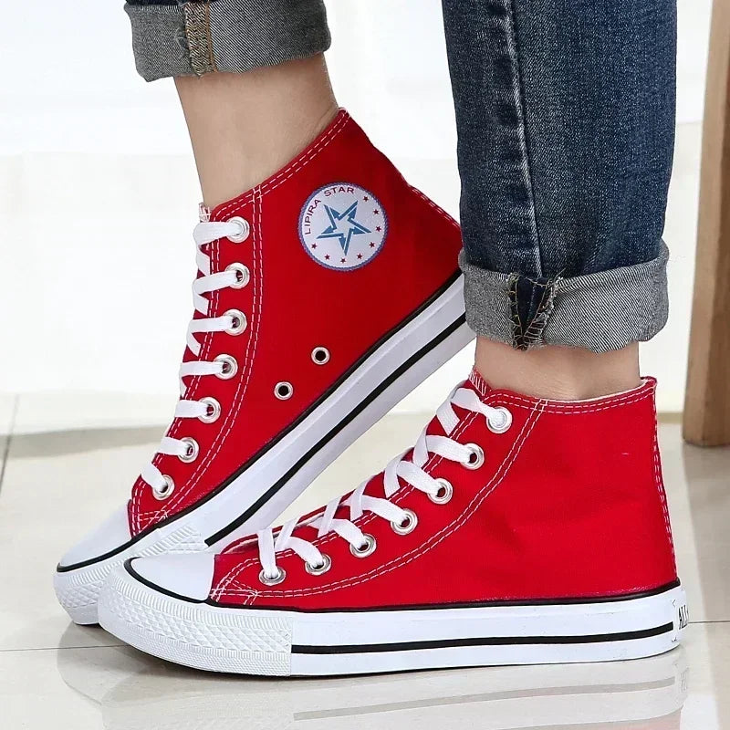 Baskets montantes classiques confortables, chaussures de sport plates, chaussures de marche confortables, mode respirante, toile de loisirs canisée, nouveau
