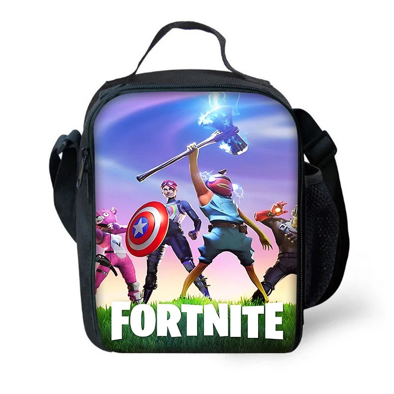 Børnerygsæk med populært spildesign, madtaske og penalhus, skoletaske med stor kapacitet til drenge og piger, perfekt gave F-FortniteS
