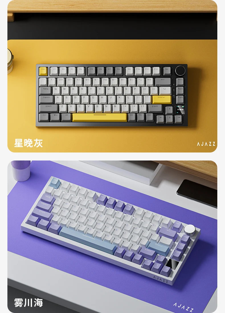 AJAZZ AK820 Pro kabelgebundene & kabellose mechanische Gaming-Tastatur, Tri-Mode, RGB-Hintergrundbeleuchtung, Hot-Swappable-Switches, kompaktes 70%-Layout, PC/Mac