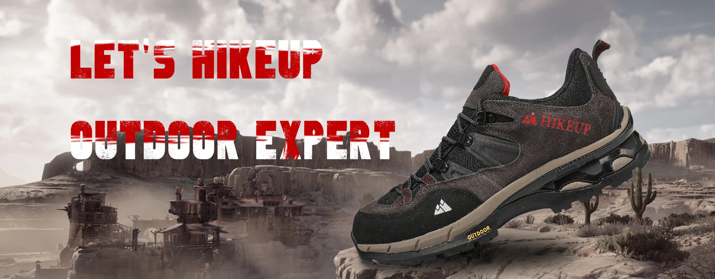 HIKEUP Non-Slip Wear-Resistant Outdoor Hiking Shoes, Breathable Splashproof Climbing Sneakers for Men, Trekking, Tourism, Mountain Shoes