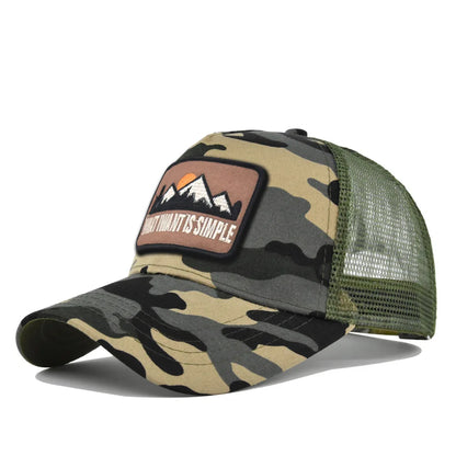 Letter Mesh Breathable Hat Women Men Embroidery Blocking Baseball Cap Sunshade Outdoor Sports Cycling Travel Sun Hat Dad Hat