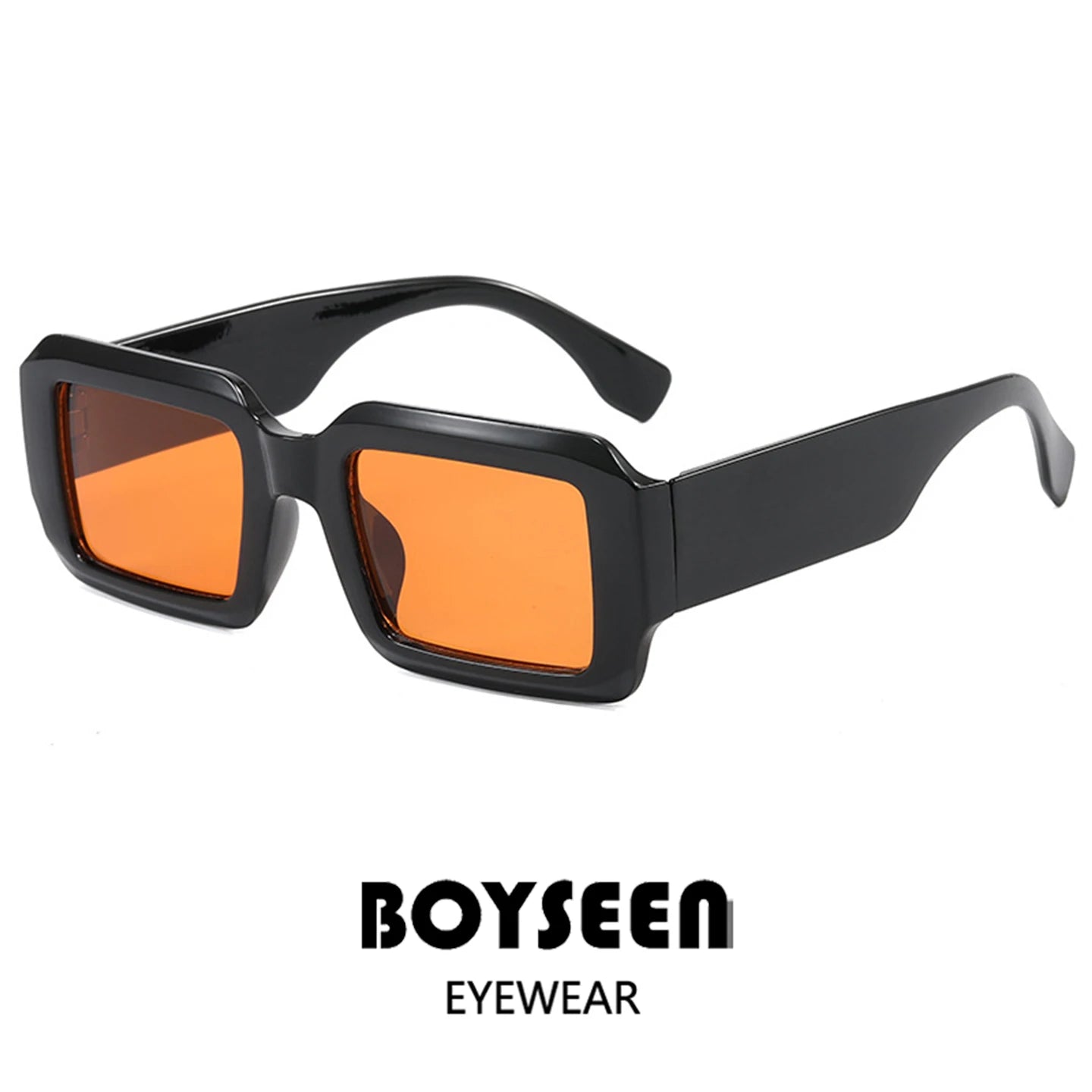 BOYSEEN Thick Frame Rectangle Sunglasses For Man Can Make Prescription Lens 2026 Street Style Orange Sunglasses