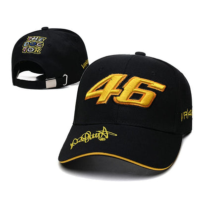 Unisex-Hip-Hop-Baseballcap mit Schriftzug, verstellbar, Nr. 46, F1-Rennsport- und Motorrad-Design, Outdoor-Sport, lässiger Sonnenschutzhut für Herren