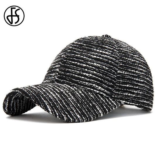 FS Fashion Black White Striped Baseball Cap For Men Casual Korean Street Women Hat Summer Streetwear Trucker Hats Gorra Hombre