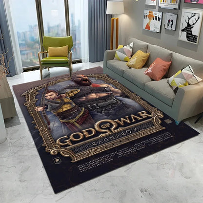 3D God of War Games Carpet Home Living Room Bedroom Sofa Doormat Decor Kids Play Area Rug Non-slip Mechanical Washable Floor Mat