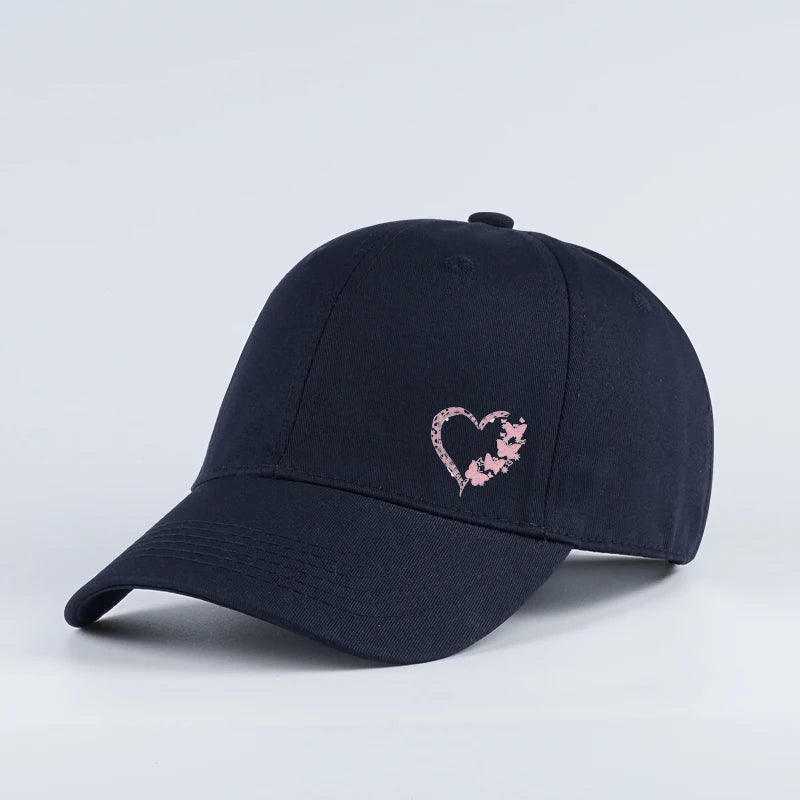 Butterfly Heart Print Baseball Cap Adjustable Unisex Gift For Girlfriend & Romantic Lovers