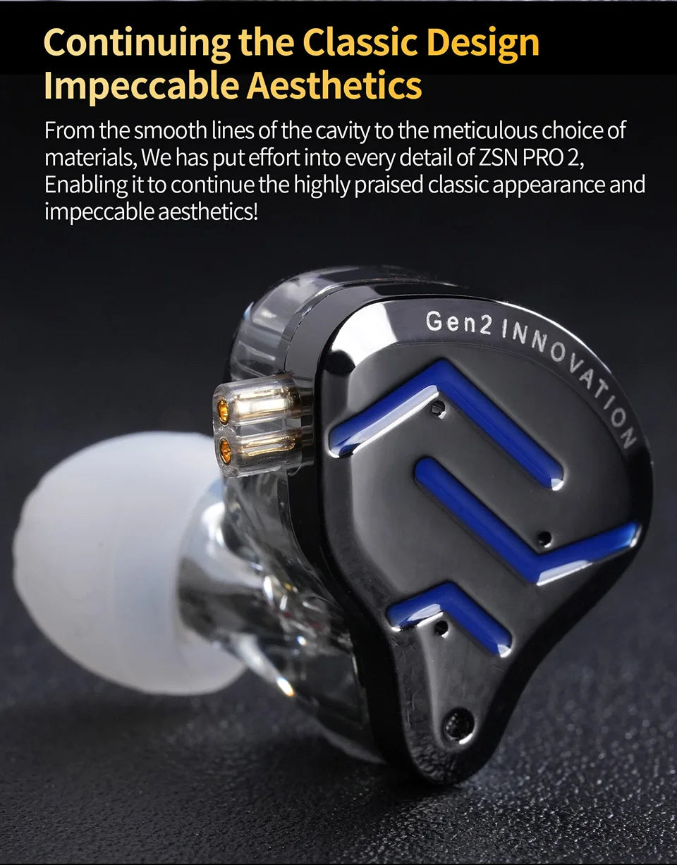 KZ ZSN Pro 2 Hybrid-In-Ear-Kopfhörer mit Kabel – 1BA+1DD HiFi-Bass, geräuschunterdrückende Ohrhörer mit Mikrofon